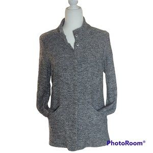 Jacket, J Jill Pure Jill  Heathered Gray Wool Blend Snap Front Jacket Cardigan